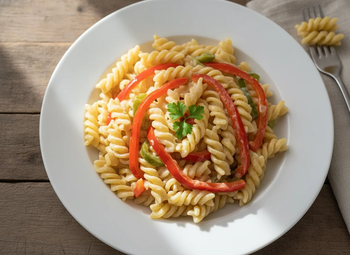 Pasta mit Paprika-Sahnesauce photo