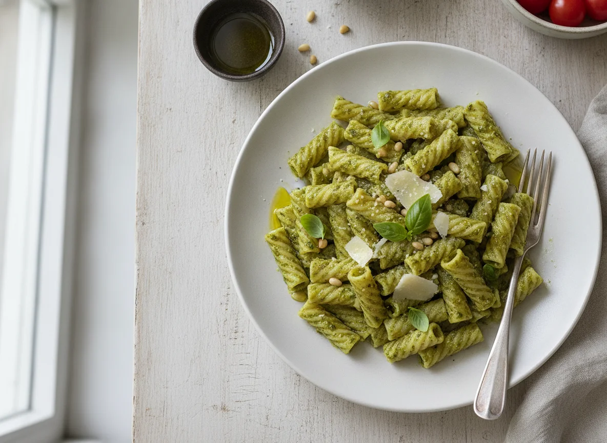 Pasta mit Pesto Genovese photo