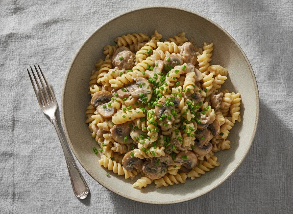 Pasta mit Pilz-Rahmsauce photo
