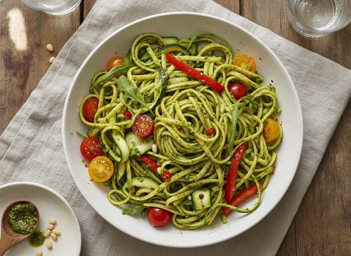 Pasta mit Rucola und Gemüse photo