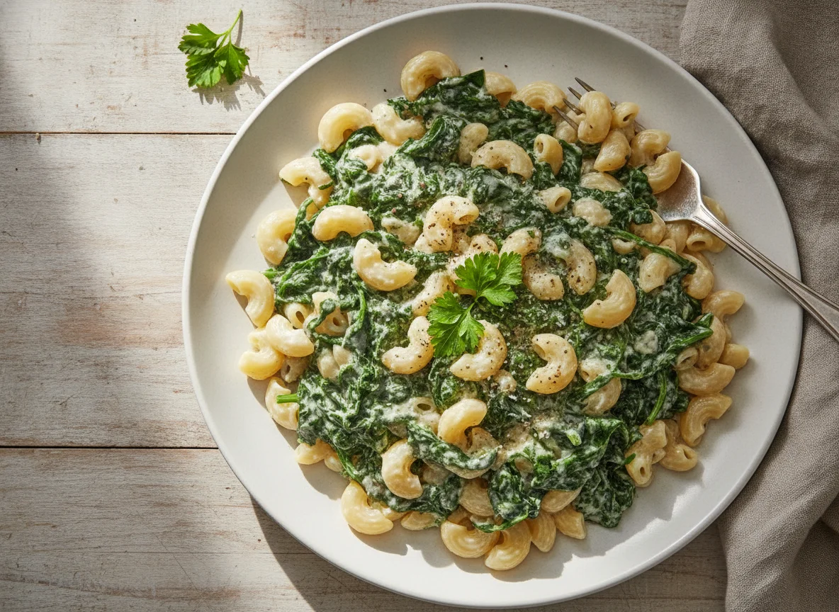 Pasta mit Spinat-Sahnesauce photo