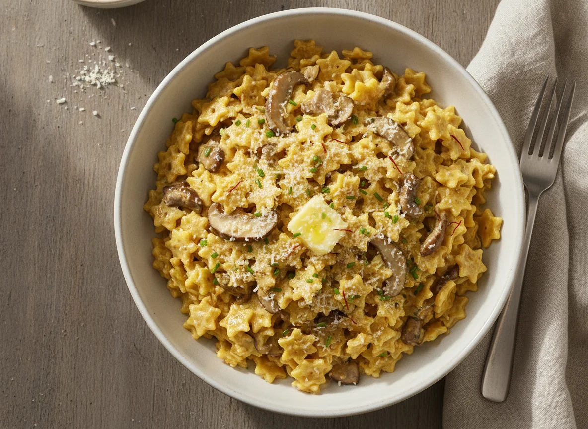 Pasta mit Steinpilzen und Safran photo