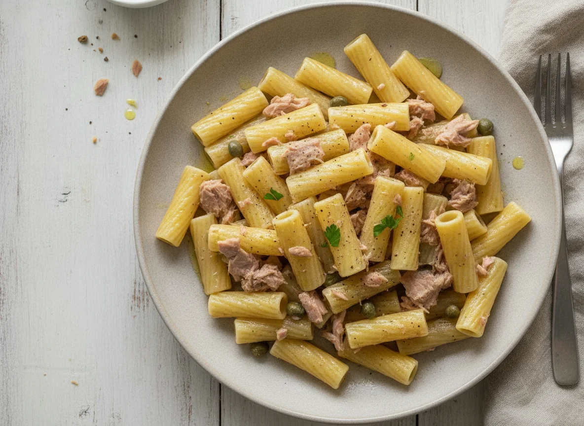 Pasta mit Thunfisch und Kapern photo