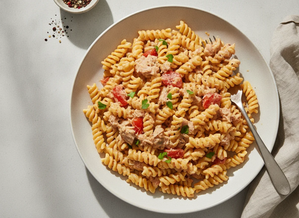 Pasta mit Thunfisch-Sahnesauce photo
