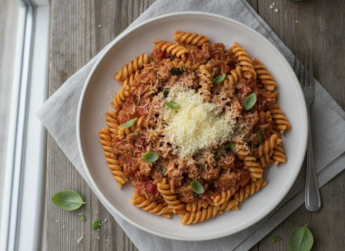 Pasta mit Thunfisch-Tomatensauce photo