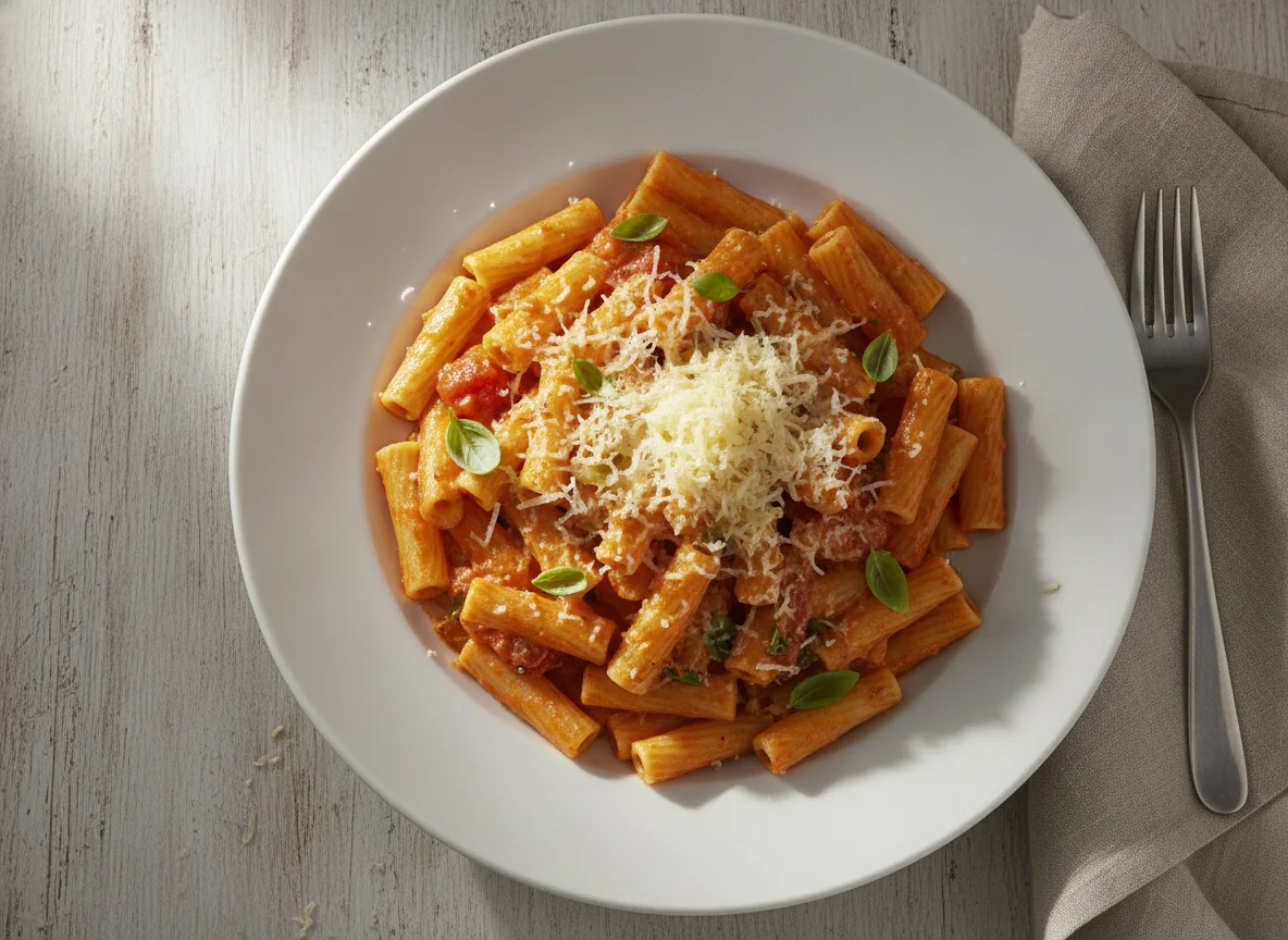 Pasta mit Tomaten-Rahmsauce photo