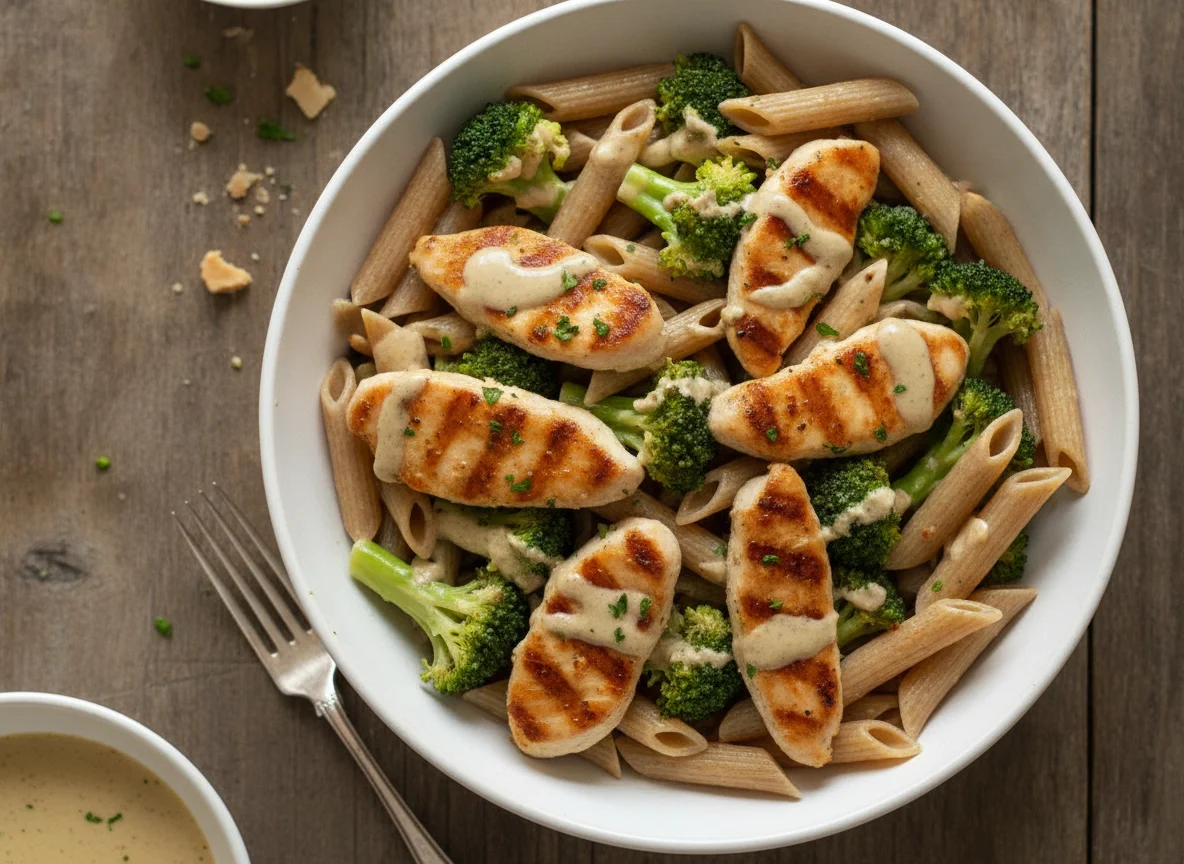 Pasta-Chicken Bowl mit Vollkorn Nudeln photo