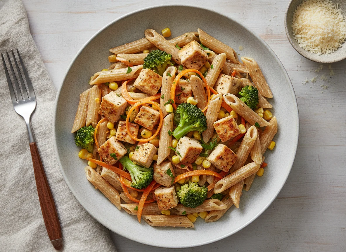 Pasta-Chicken Bowl mit Vollkornnudeln photo