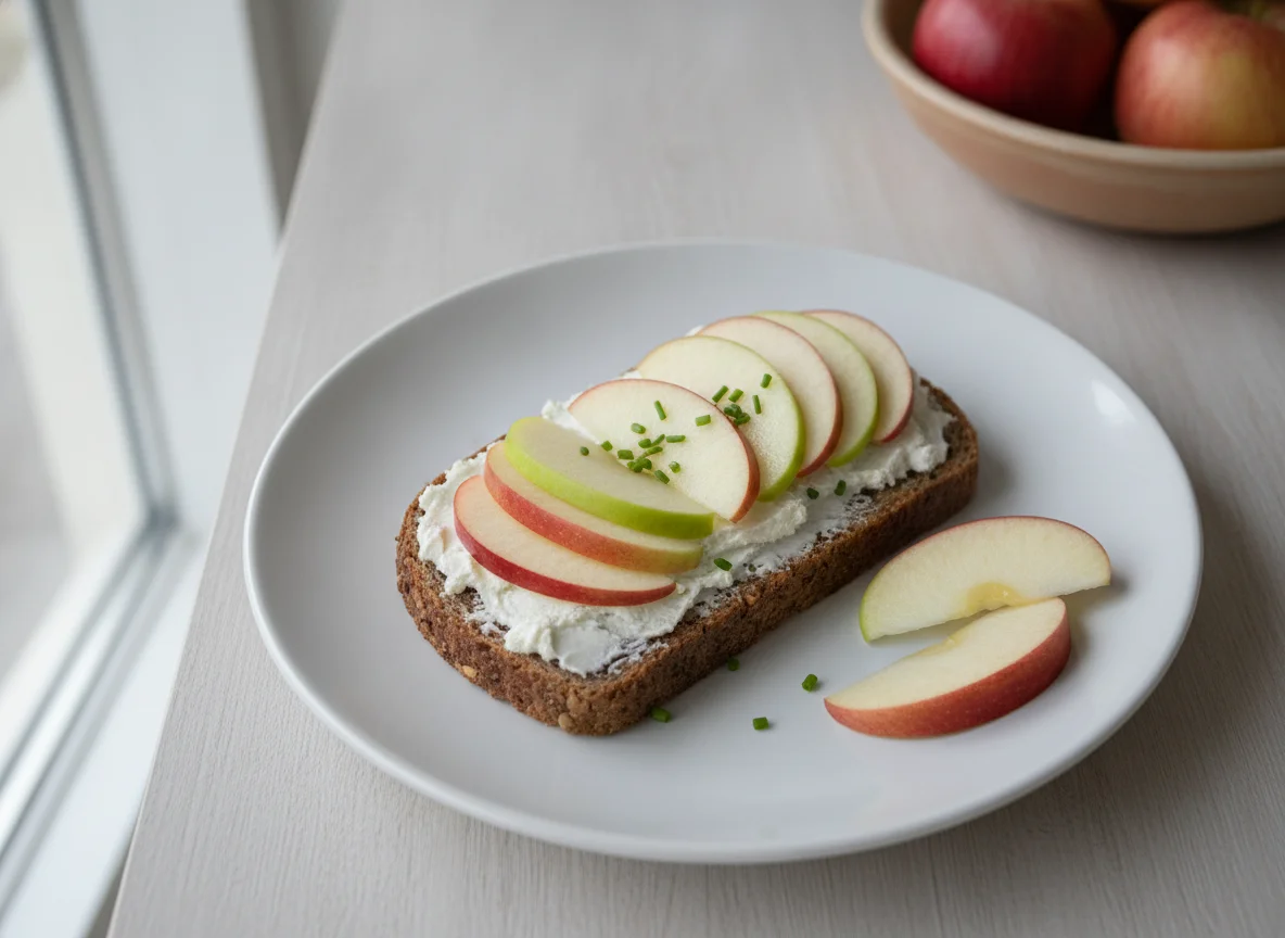 Pausenbrot mit Apfelspalten photo