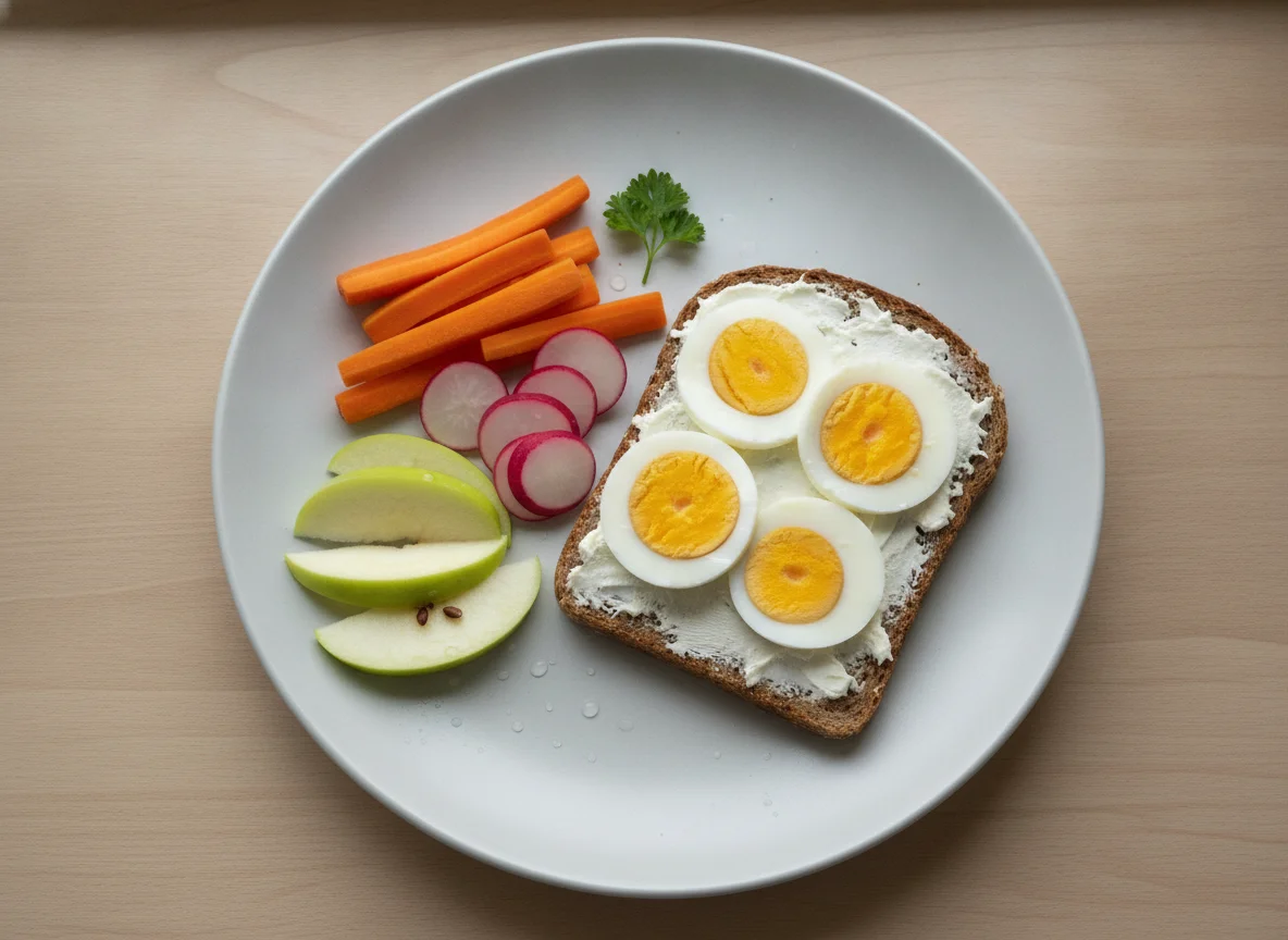 Pausenbrot mit Ei und Gemüse photo