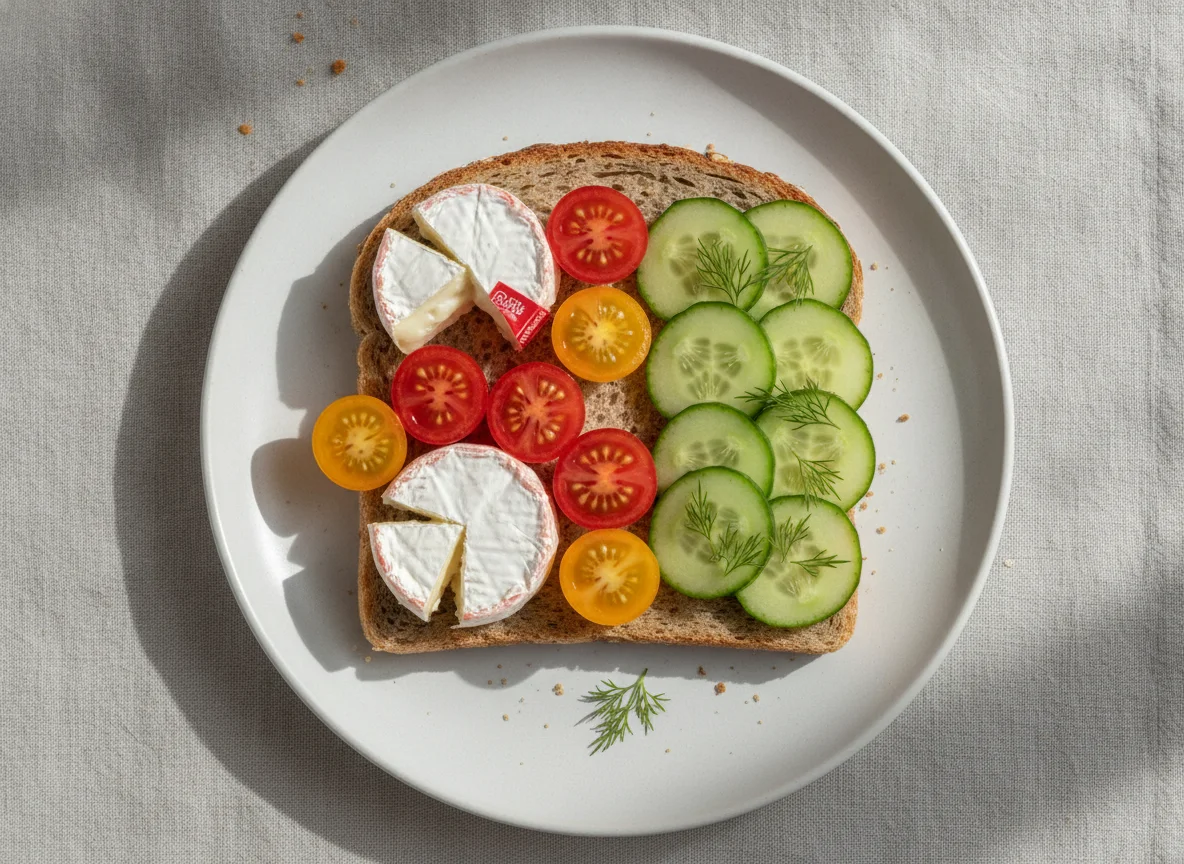 Pausenbrot mit Käse und Gemüse photo