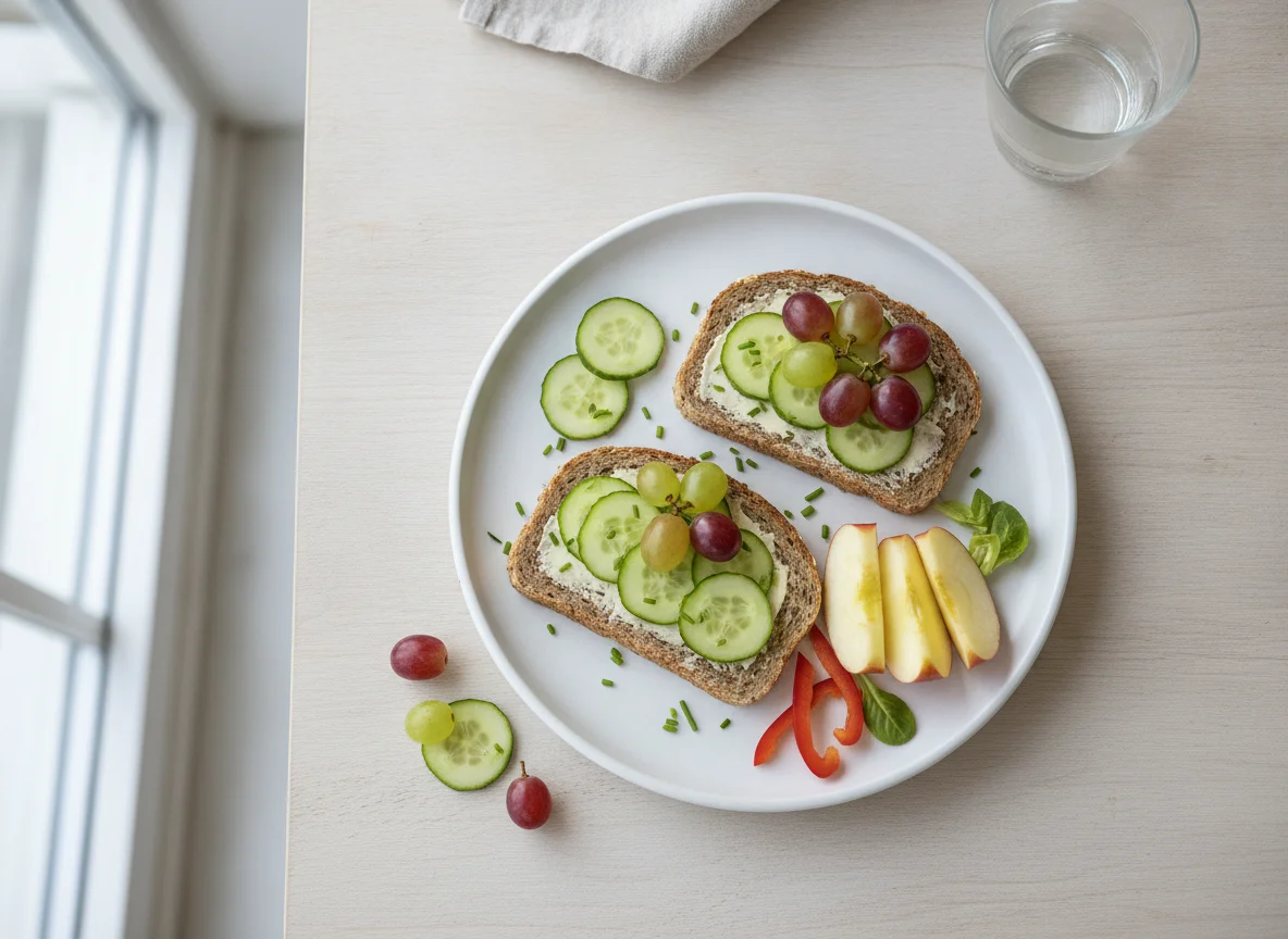 Pausenbrot mit Obst und Gemüse photo