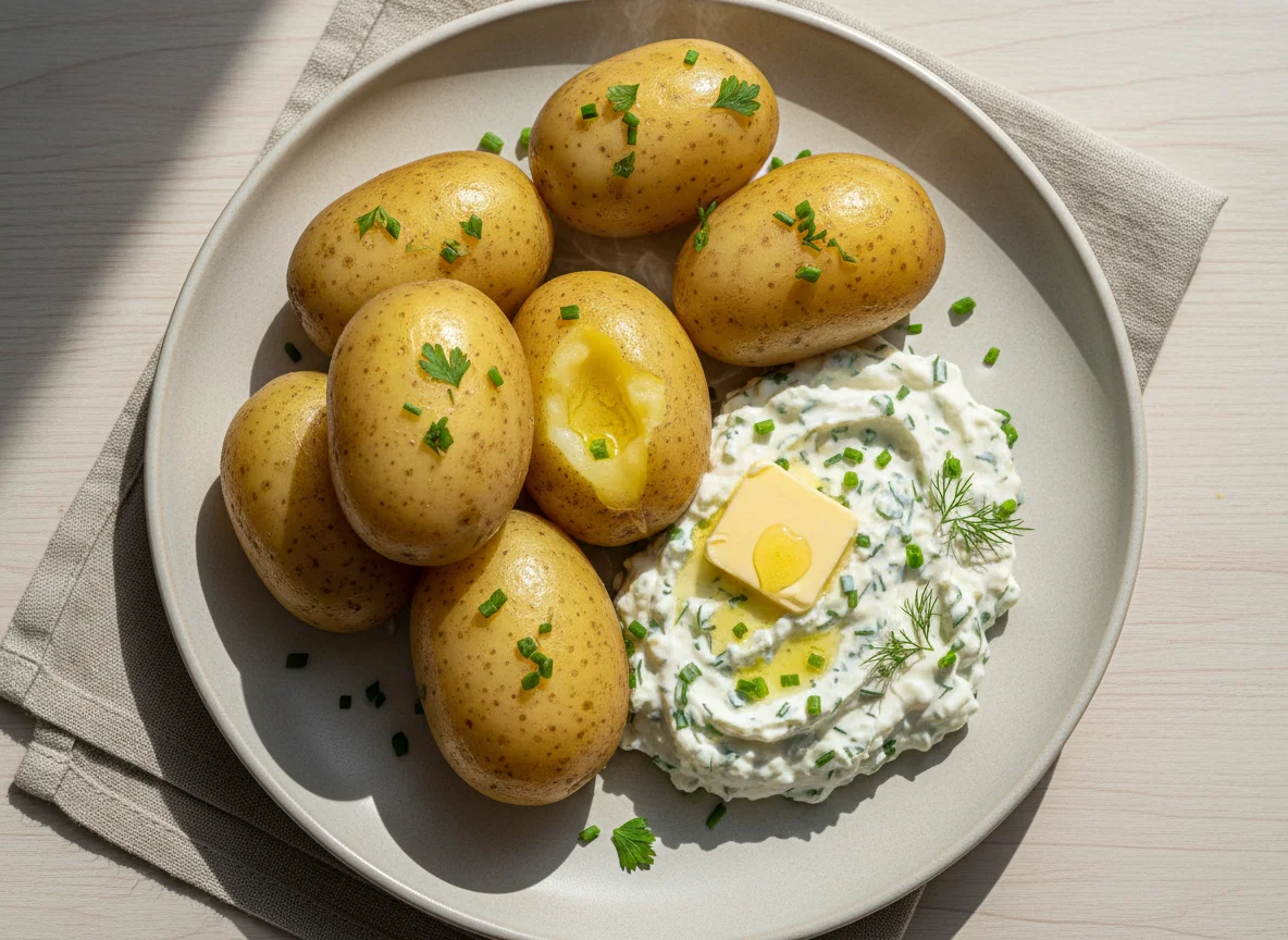 Pellkartoffeln mit Quark und Butter photo
