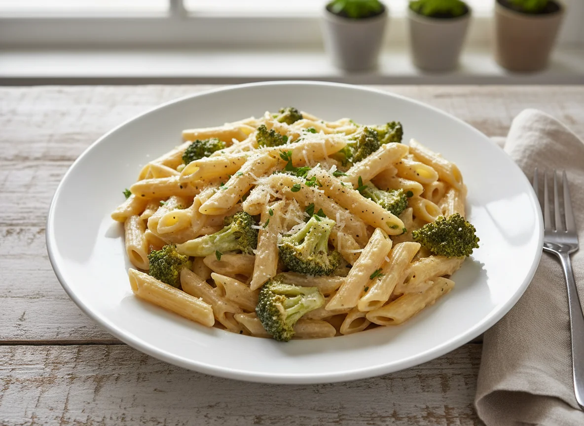 Penne mit Brokkoli und Sahnesauce photo