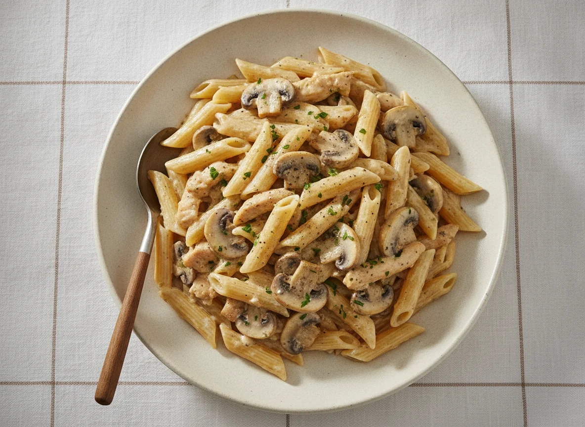 Penne mit Champignon-Rahmsauce photo