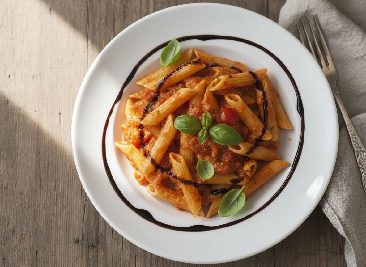 Penne mit cremiger Tomatensauce photo