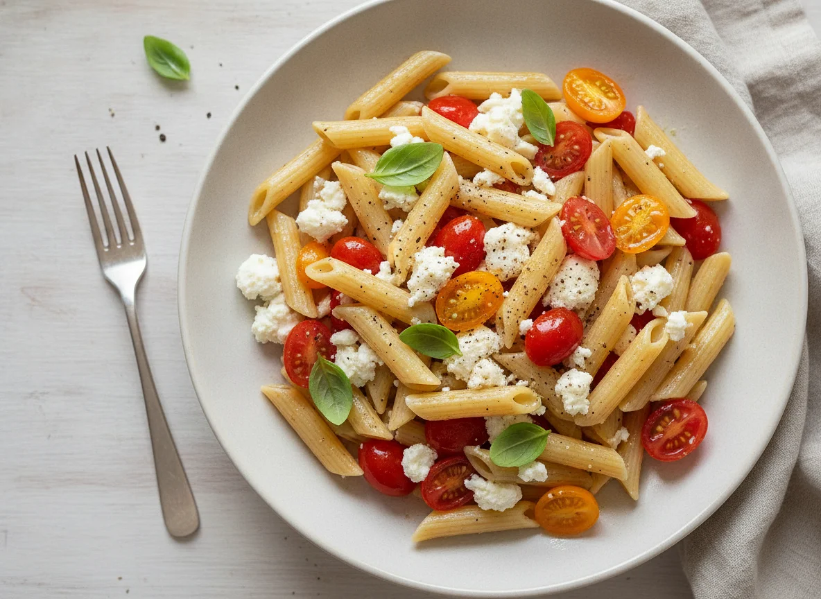 Penne mit Feta und Kirschtomaten photo