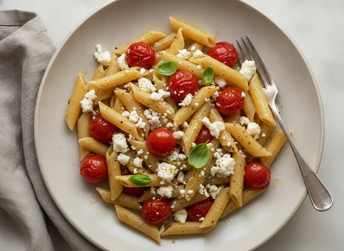 Penne mit Feta und Tomaten photo