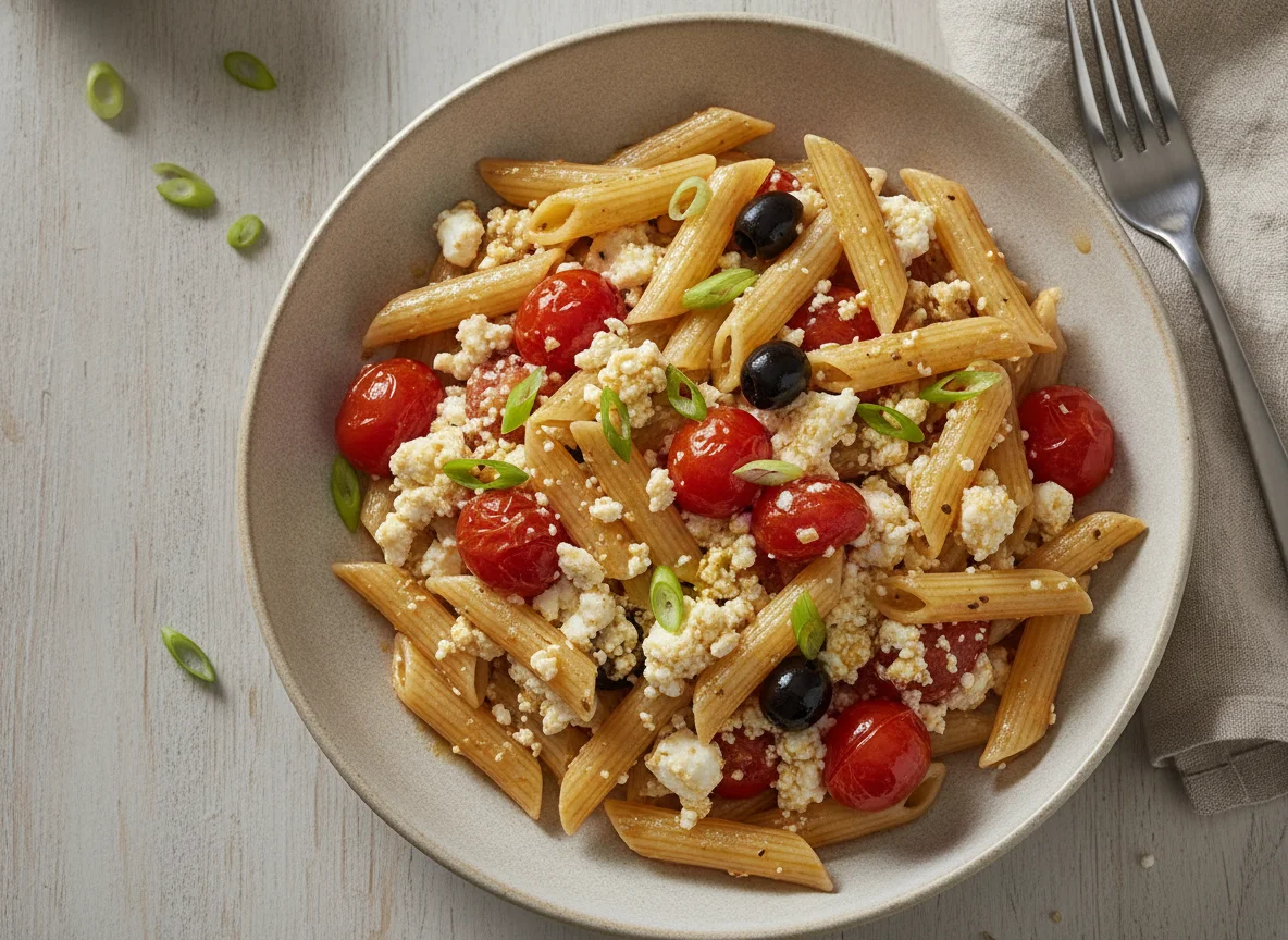 Penne mit Feta-Tomaten-Sauce photo