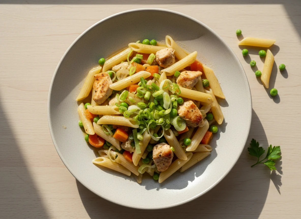 Penne mit Hähnchen und Gemüse photo