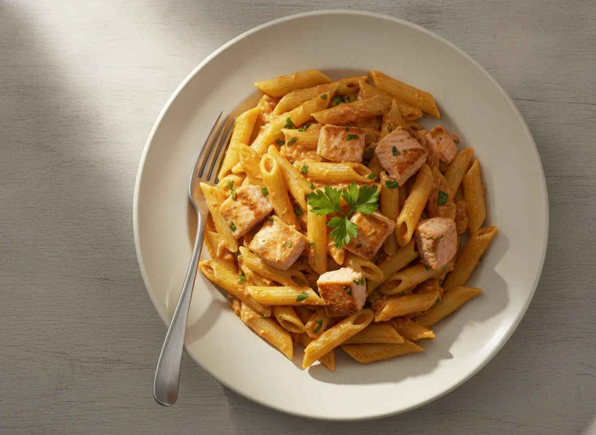 Penne mit Lachs-Sahnesauce photo