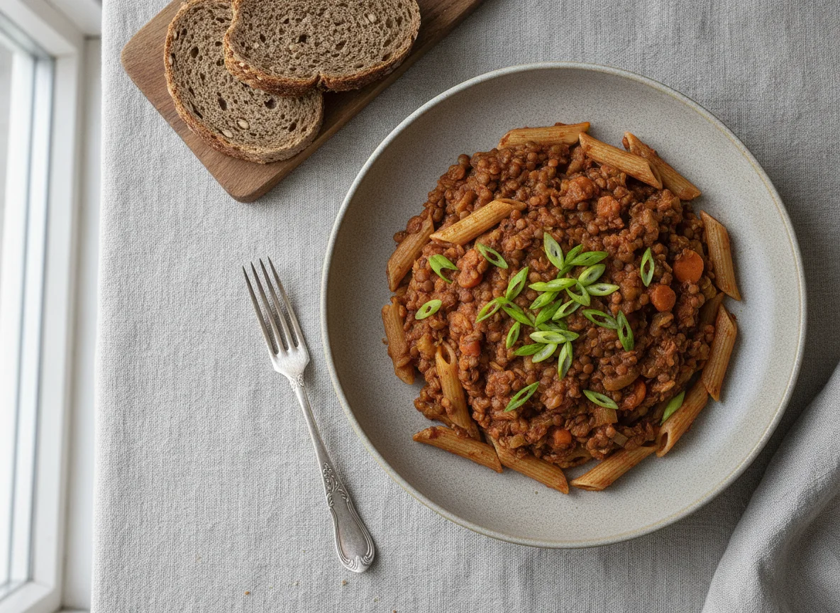 Penne mit Linsenbolognese photo