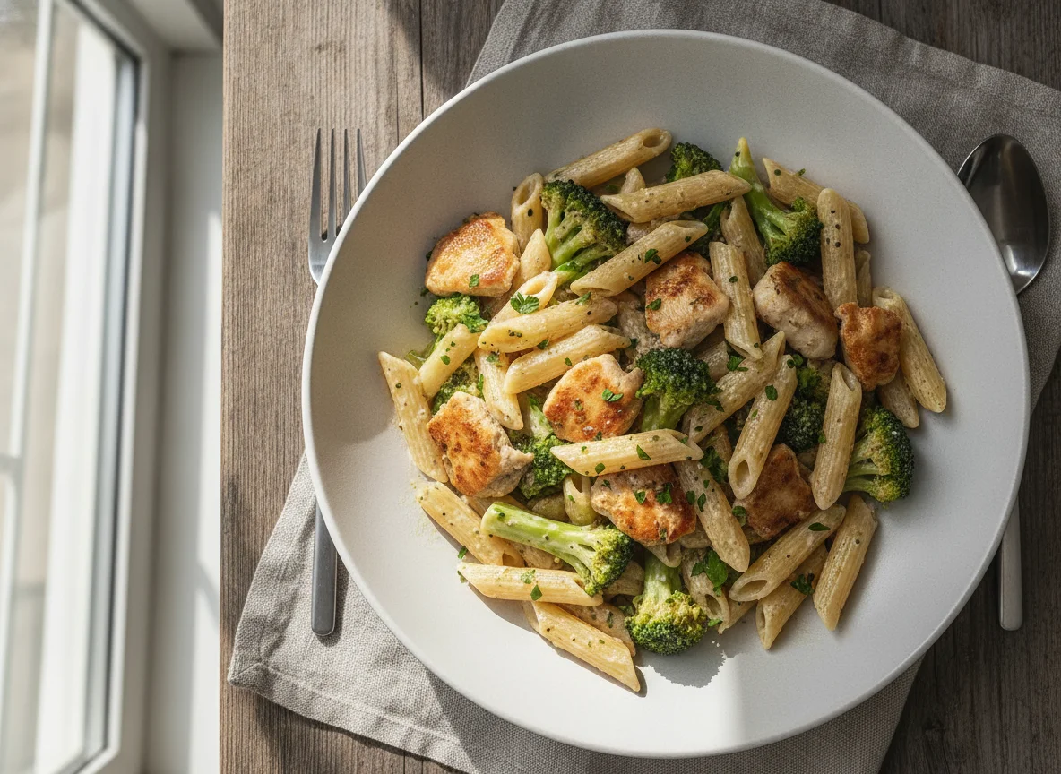 Penne mit Poulet und Brokkoli photo