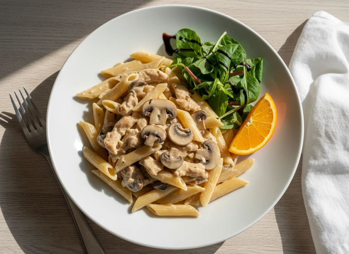 Penne mit Rahmgeschnetzeltem photo