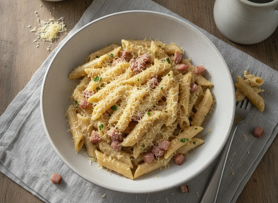Penne mit Schinken-Rahmsauce photo