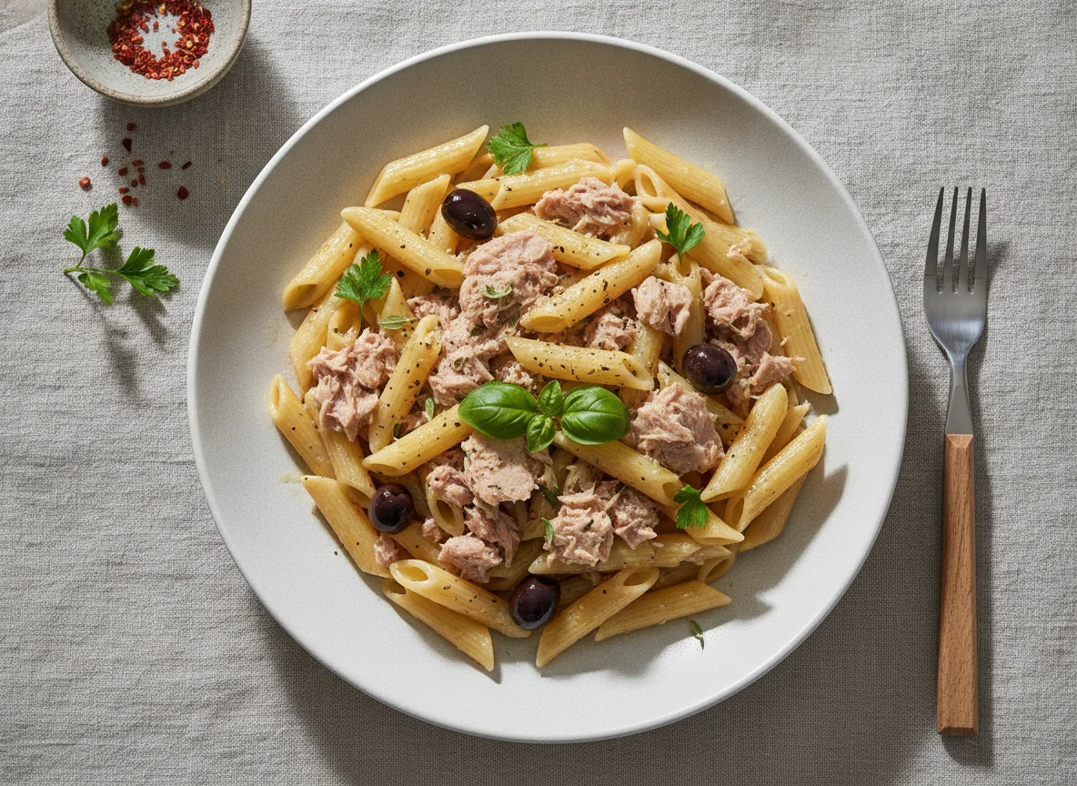 Penne mit Thunfisch photo