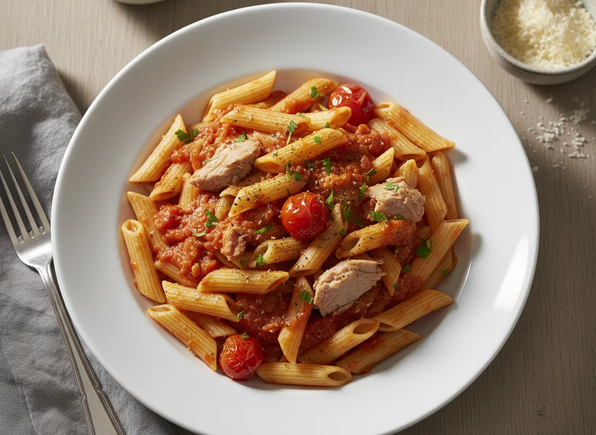Penne mit Thunfisch-Tomatensauce photo