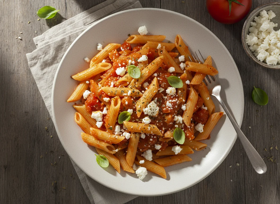 Penne mit Tomaten-Feta-Sauce photo
