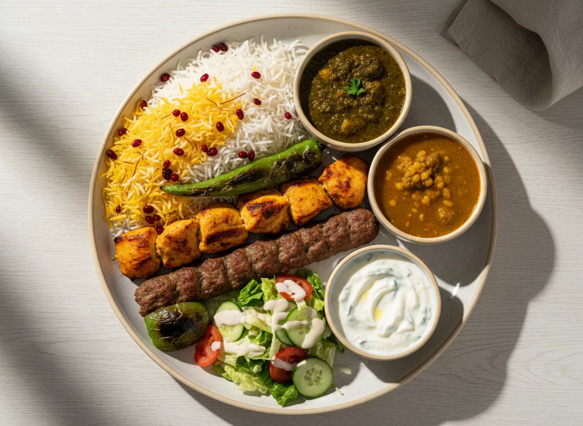 Persischer Reis- und Fleisch-Teller photo