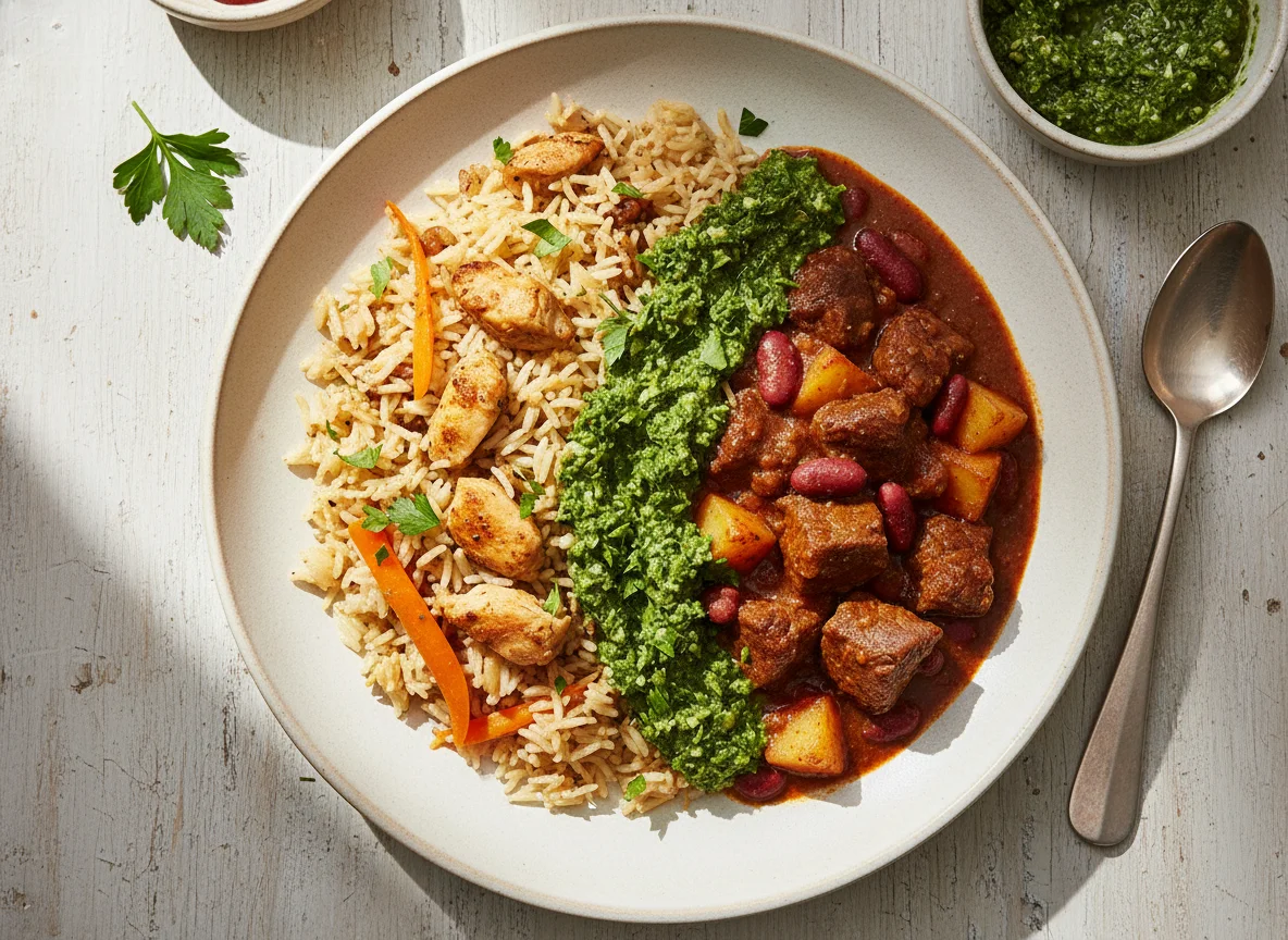 Persisches Reisgericht mit Gulasch photo