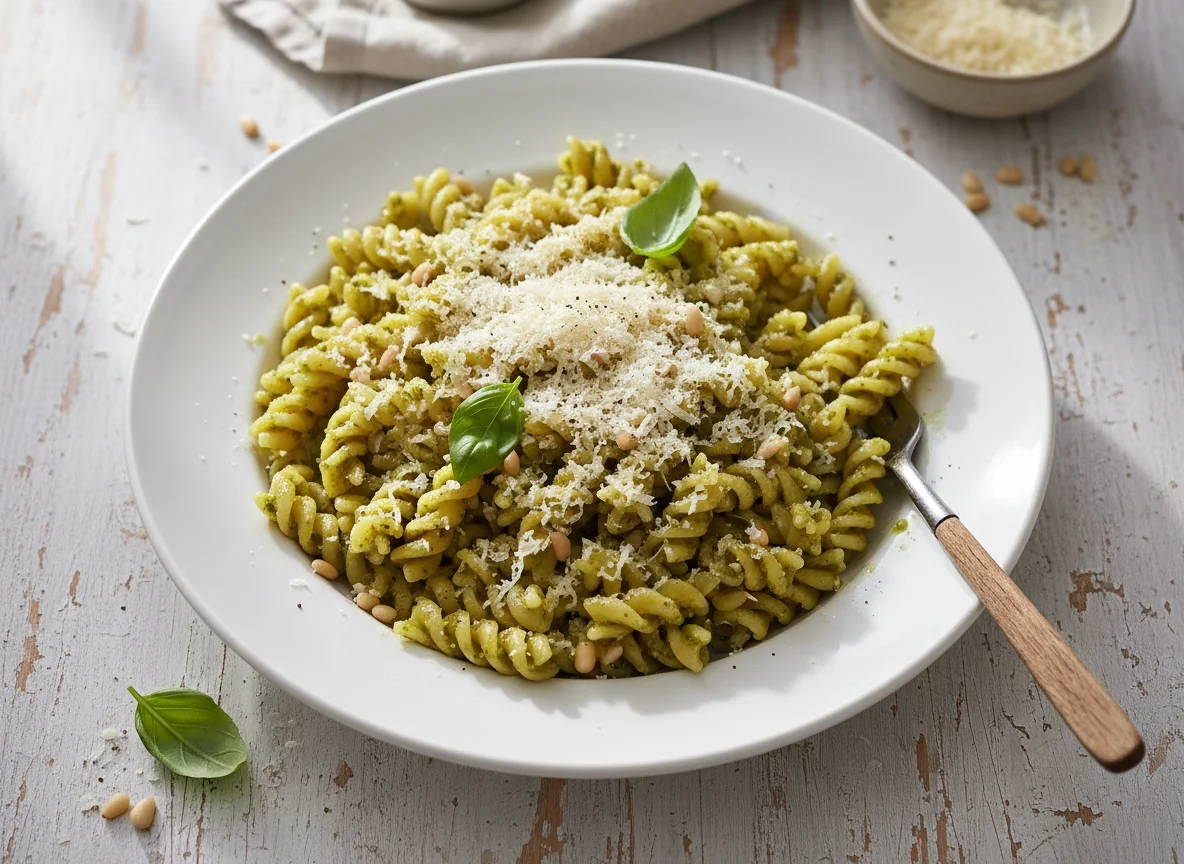 Pesto Pasta mit Käse photo