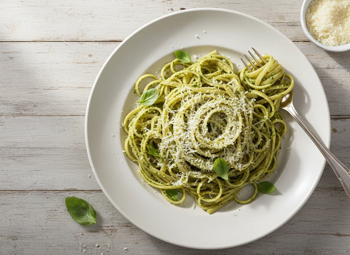 Pesto Pasta mit Parmesan photo