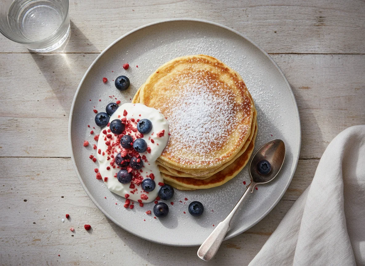 Pfannkuchen mit Beeren und Joghurt photo