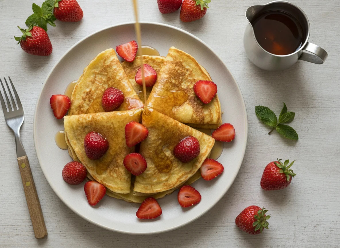 Pfannkuchen mit Erdbeeren photo