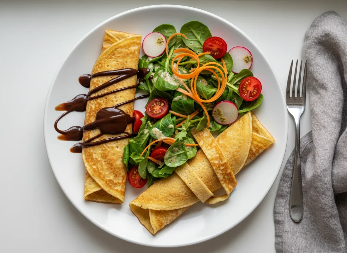 Pfannkuchen mit Salat photo