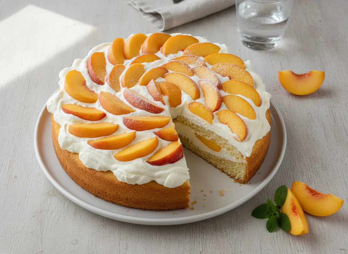 Pfirsich-Sahnetorte photo