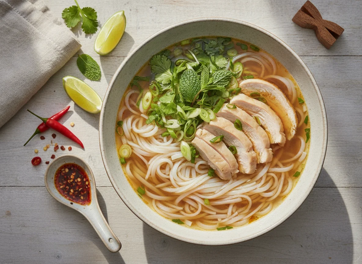 Pho Ga (Vietnamesische Hühnersuppe mit Reisnudeln) photo