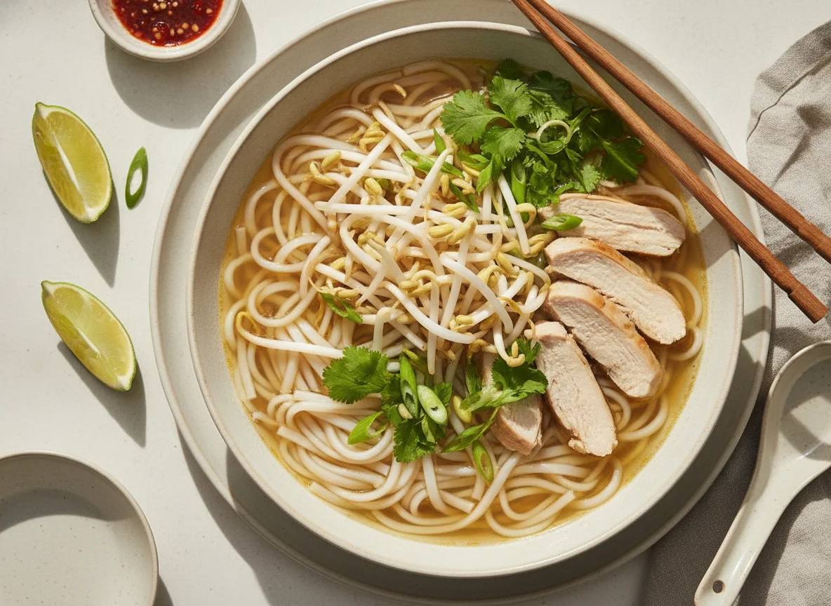 Pho mit Hühnchen und Sojasprossen photo
