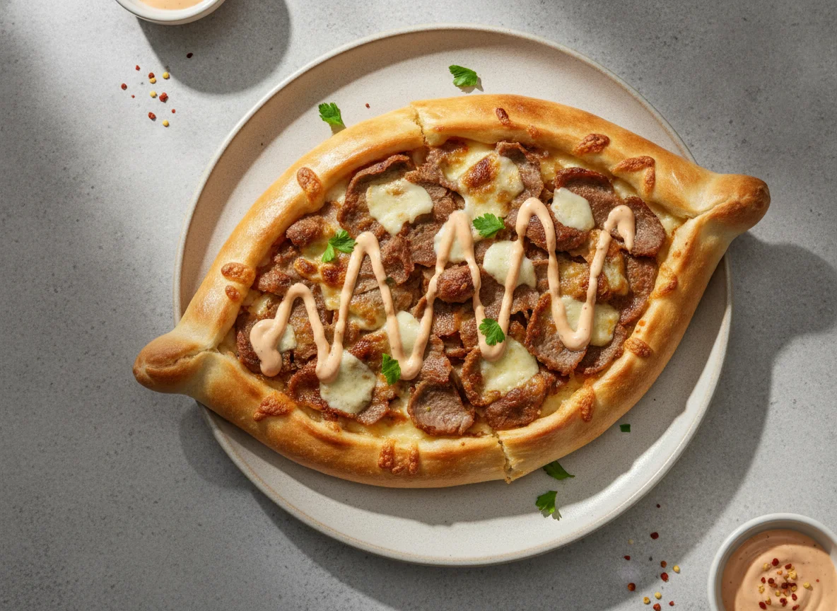 Pide mit Dönerfleisch photo
