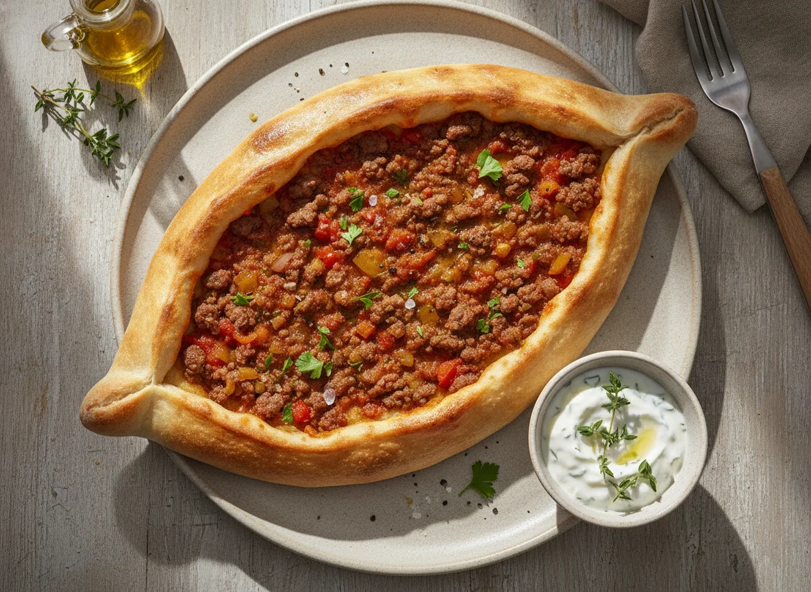 Pide mit Fleischfüllung photo