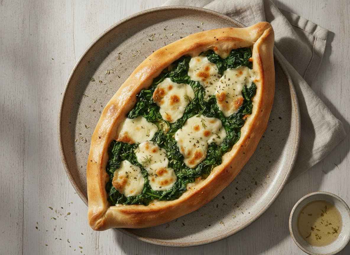 Pide mit Spinat und Käse photo