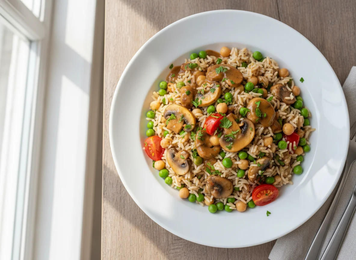 Pilaw mit Pilzgemüse photo