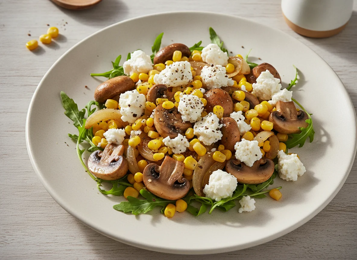 Pilz-Gemüse-Pfanne mit Feta photo