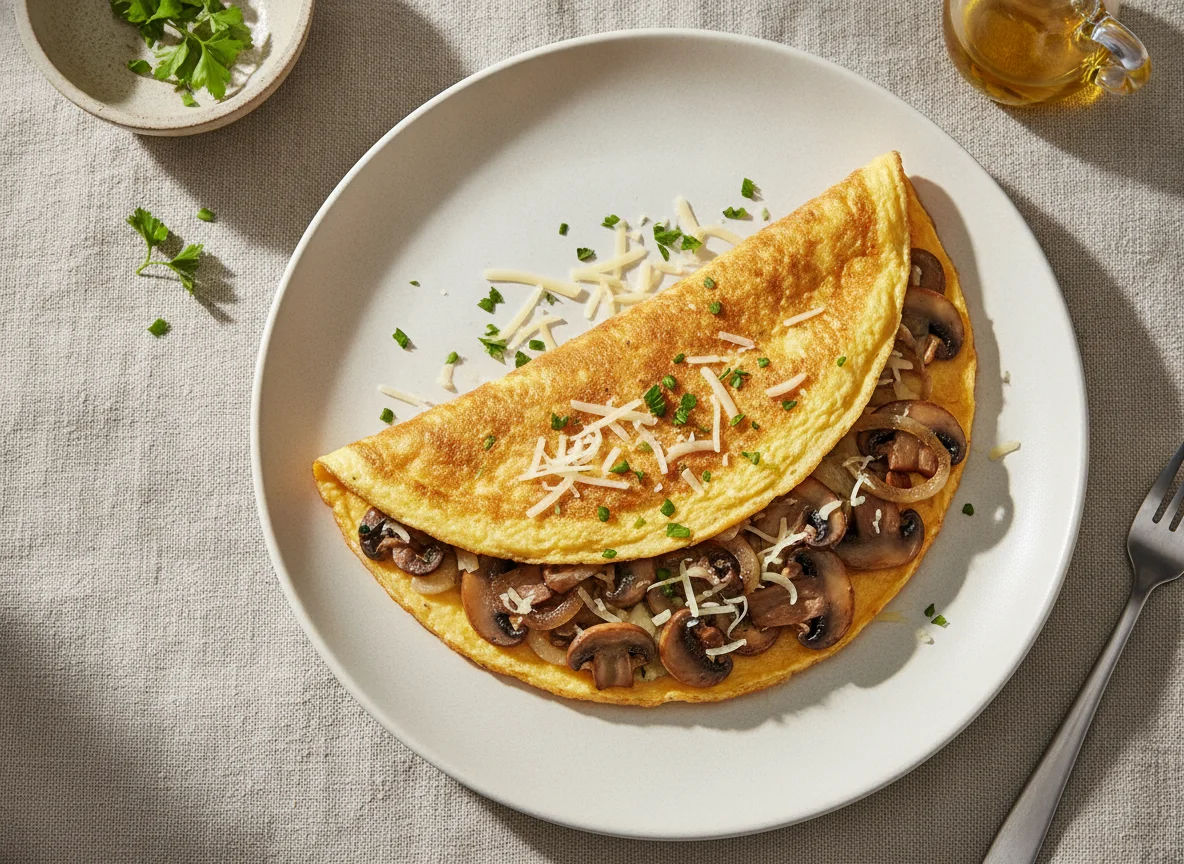 Pilz-Omelett mit Käse photo