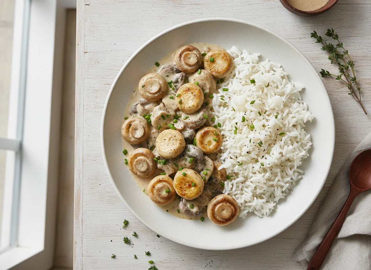 Pilzpfanne mit Reis photo