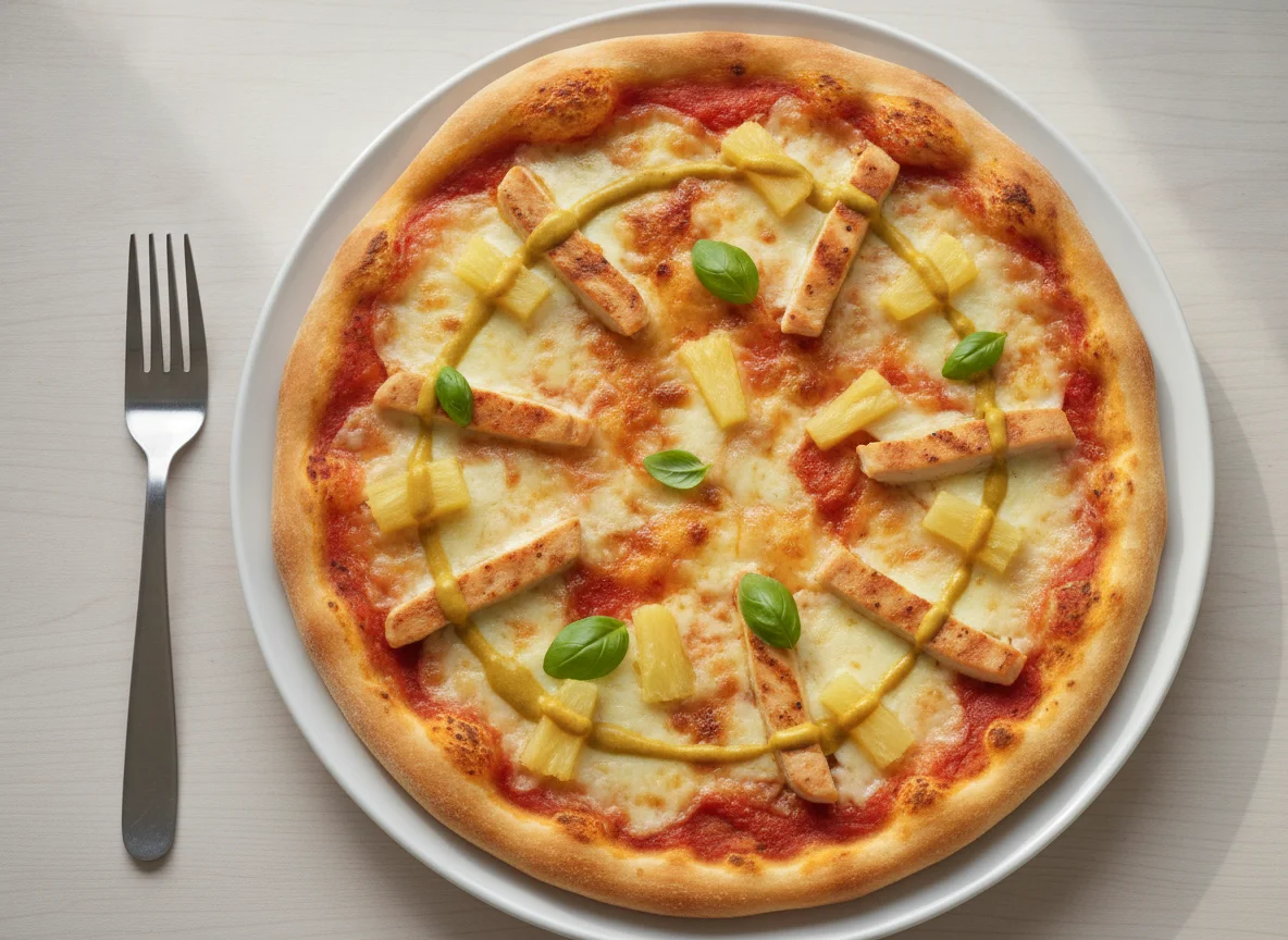 Pizza Hawaii mit Hähnchen photo